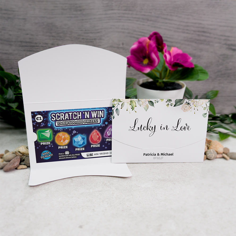 White Floral Scratch Card Wallet