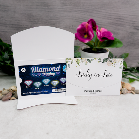 White Floral Wallet Scratch Card Wedding Favor Envelope
