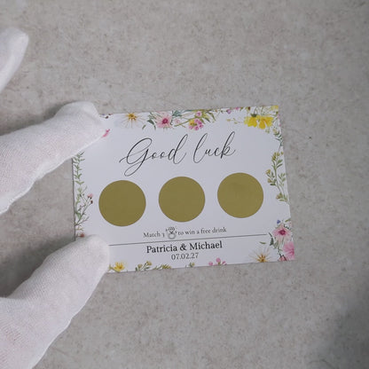 Pastel Floral - Wedding Drink Favour Scratch Card Voucher