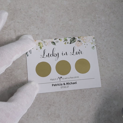 White Floral - Wedding Drink Favour Scratch Card Voucher