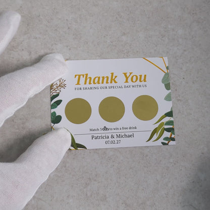 Geometric Leaf - Wedding Drink Favour Scratch Card Voucher
