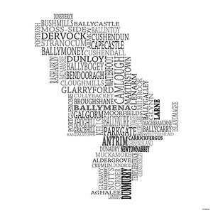 Antrim Typographical Map Print