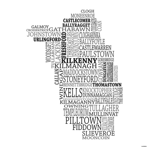Kilkenny Typographical Map Print