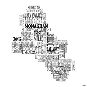 Monaghan Typographical Map Print