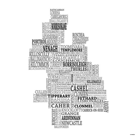 Tipperary Typographical Map Print