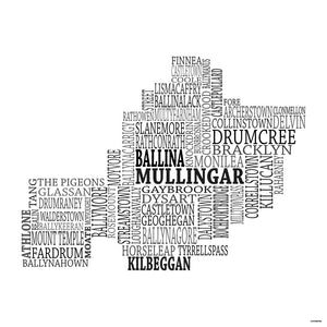 Westmeath Typographical Map Print